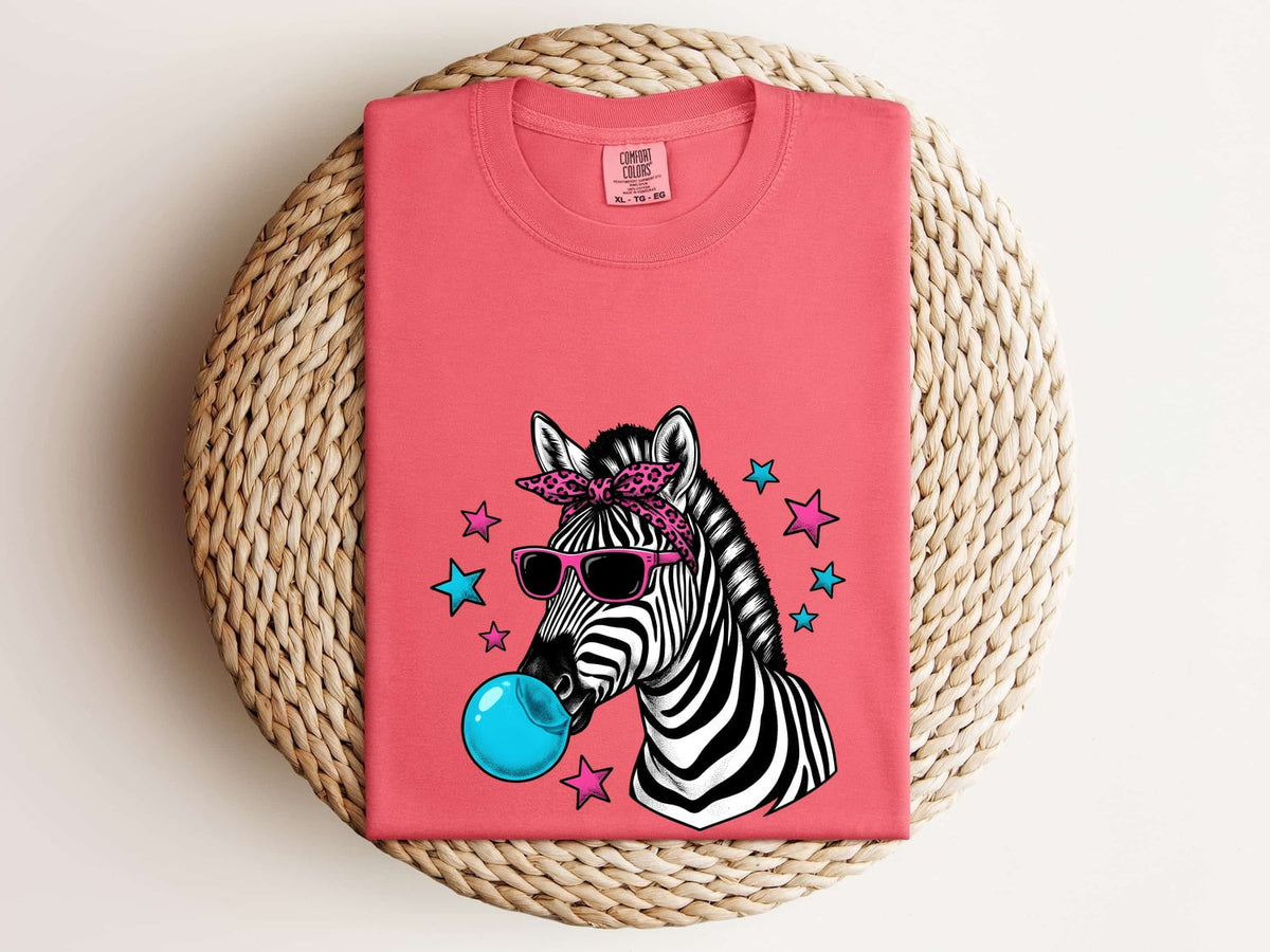 Funny Zebra Sunglasses & Bubble Gum Shirt