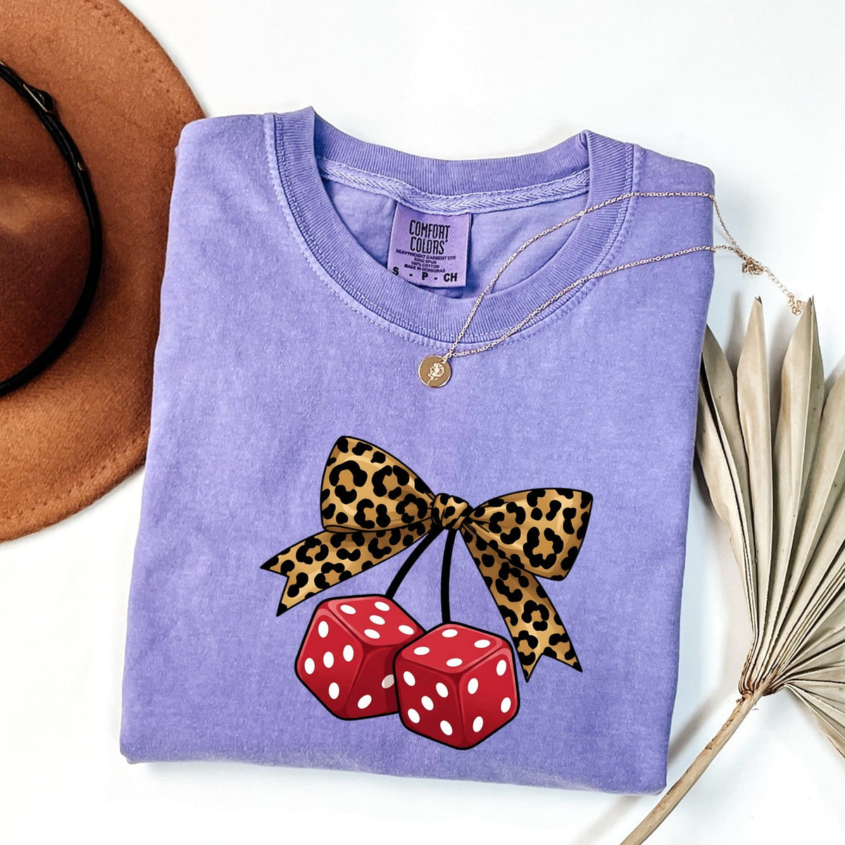 Fuzzy Dice Shirt – Leopard Bow Retro Graphic Tee