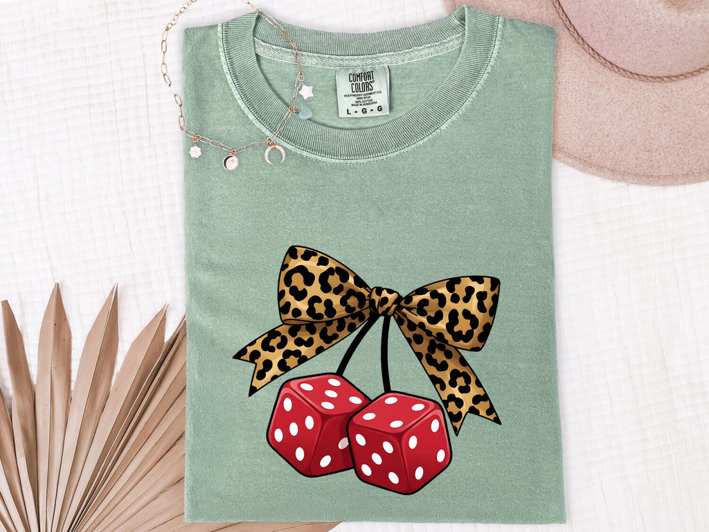 Fuzzy Dice Shirt – Leopard Bow Retro Graphic Tee