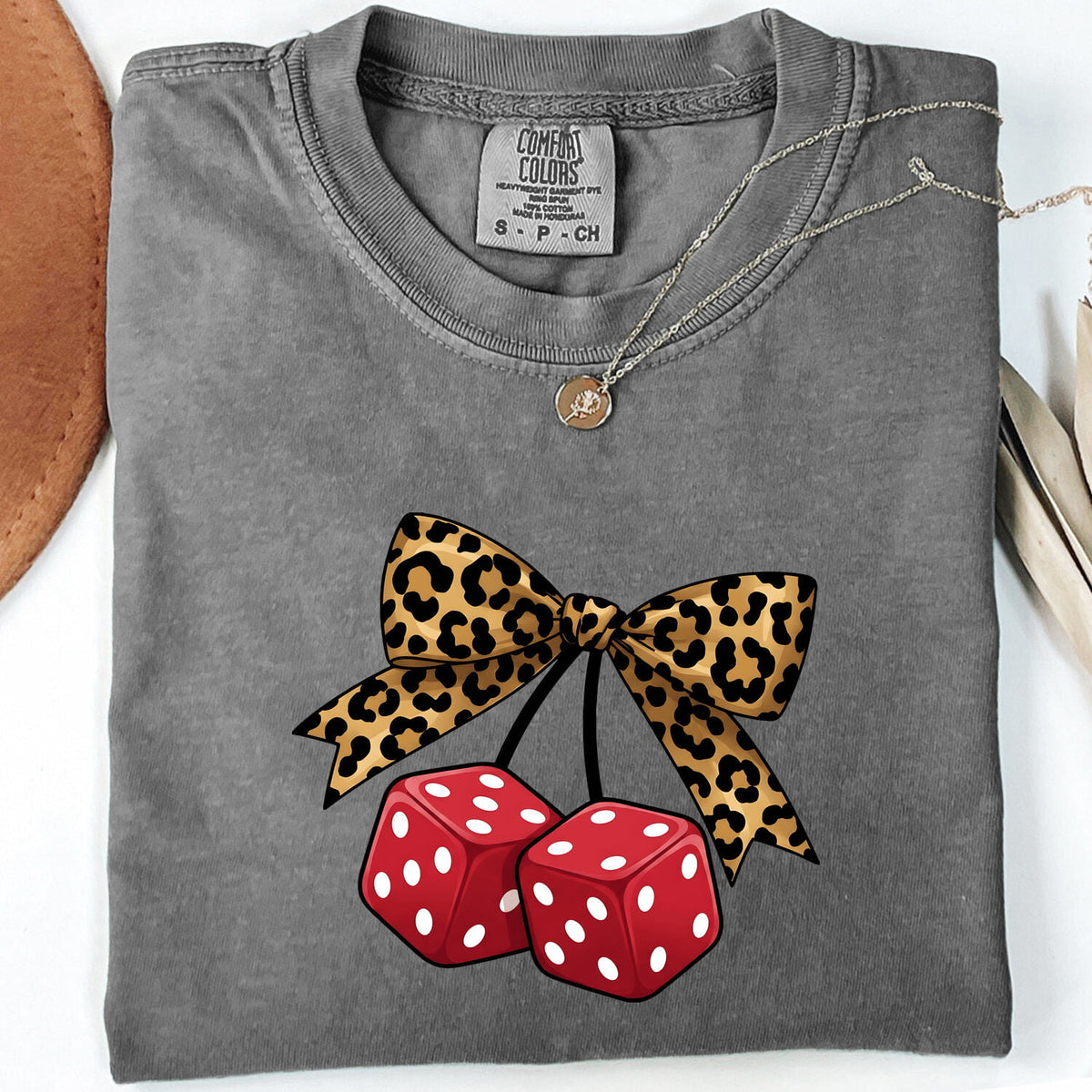 Fuzzy Dice Shirt – Leopard Bow Retro Graphic Tee