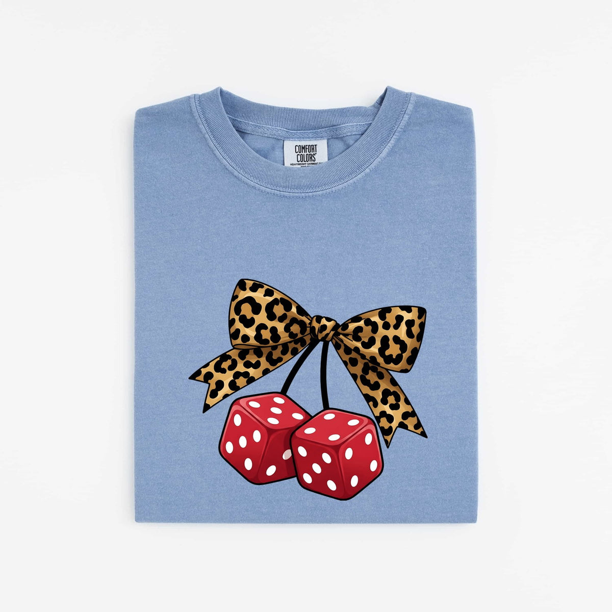 Fuzzy Dice Shirt – Leopard Bow Retro Graphic Tee