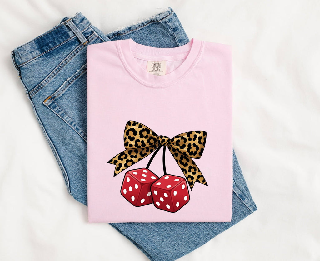 Fuzzy Dice Shirt – Leopard Bow Retro Graphic Tee