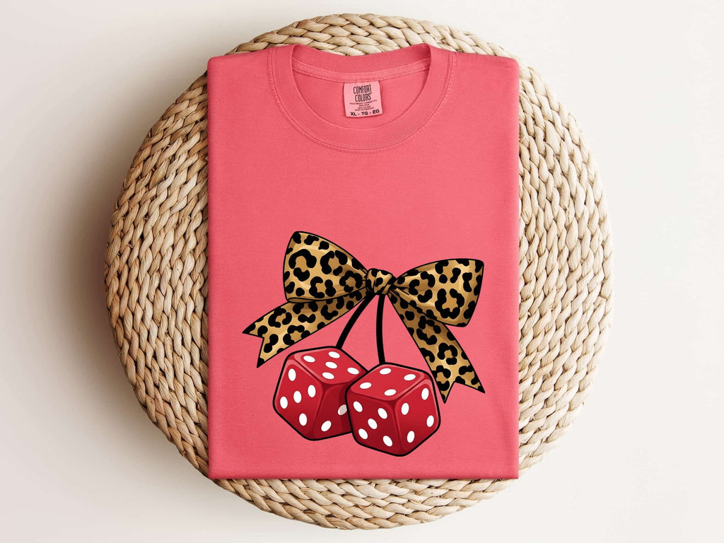 Fuzzy Dice Shirt – Leopard Bow Retro Graphic Tee