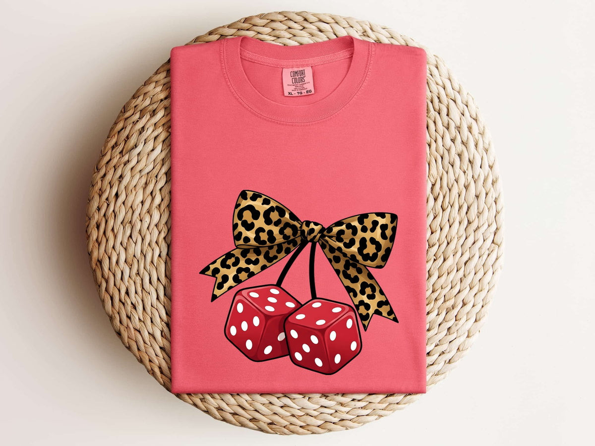 Fuzzy Dice Shirt – Leopard Bow Retro Graphic Tee