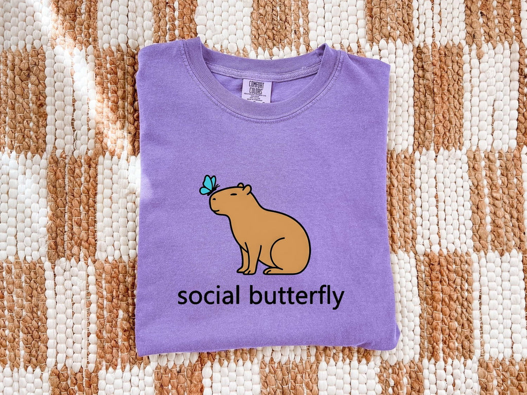Social Butterfly Capybara Shirt – Funny Introvert Tee