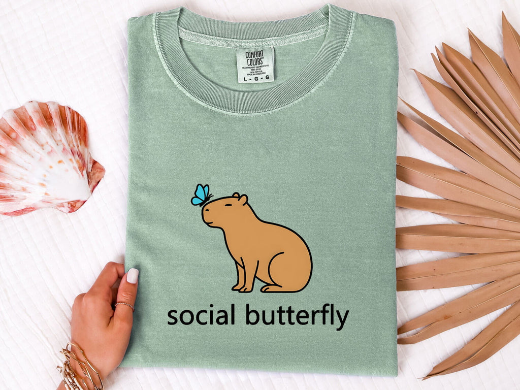 Social Butterfly Capybara Shirt – Funny Introvert Tee