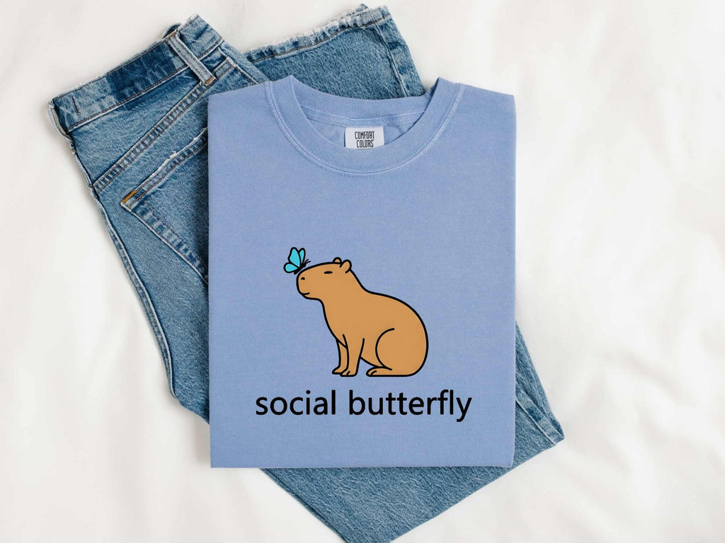 Social Butterfly Capybara Shirt – Funny Introvert Tee