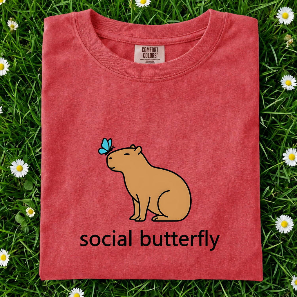 Social Butterfly Capybara Shirt – Funny Introvert Tee