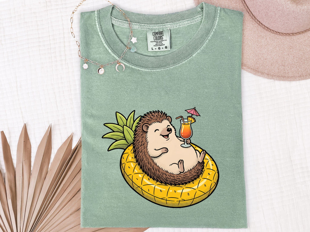 Funny Hedgehog Shirt – Pineapple Pool Float Vacation Tee