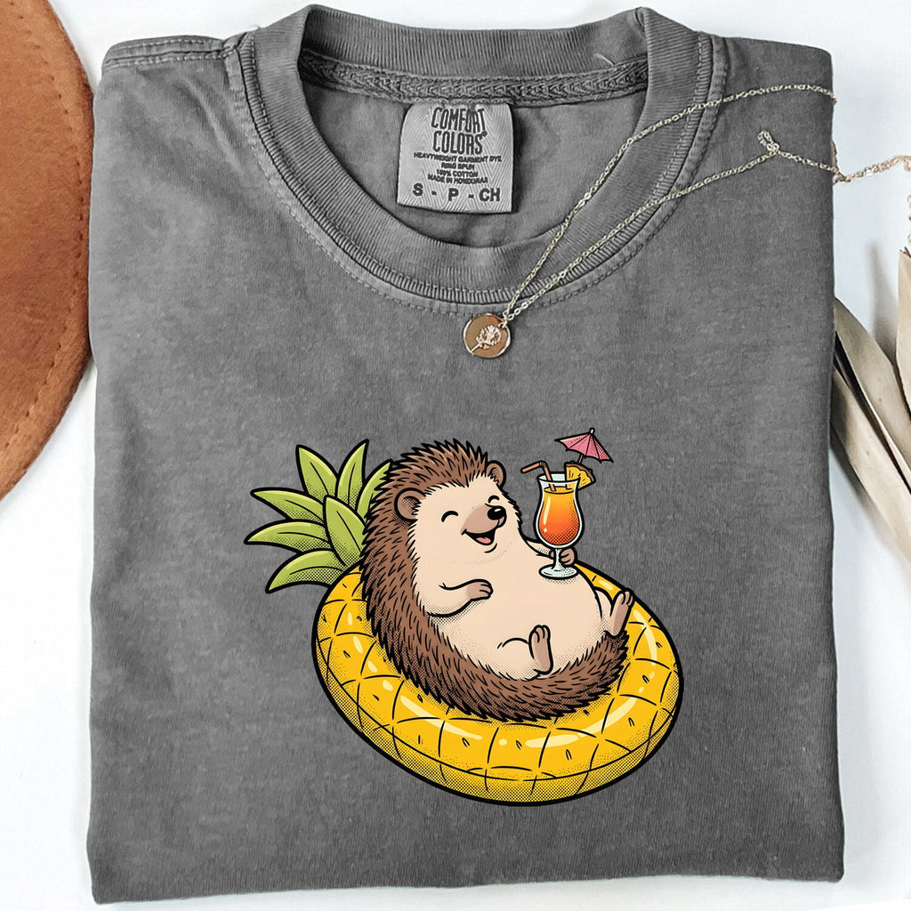Funny Hedgehog Shirt – Pineapple Pool Float Vacation Tee