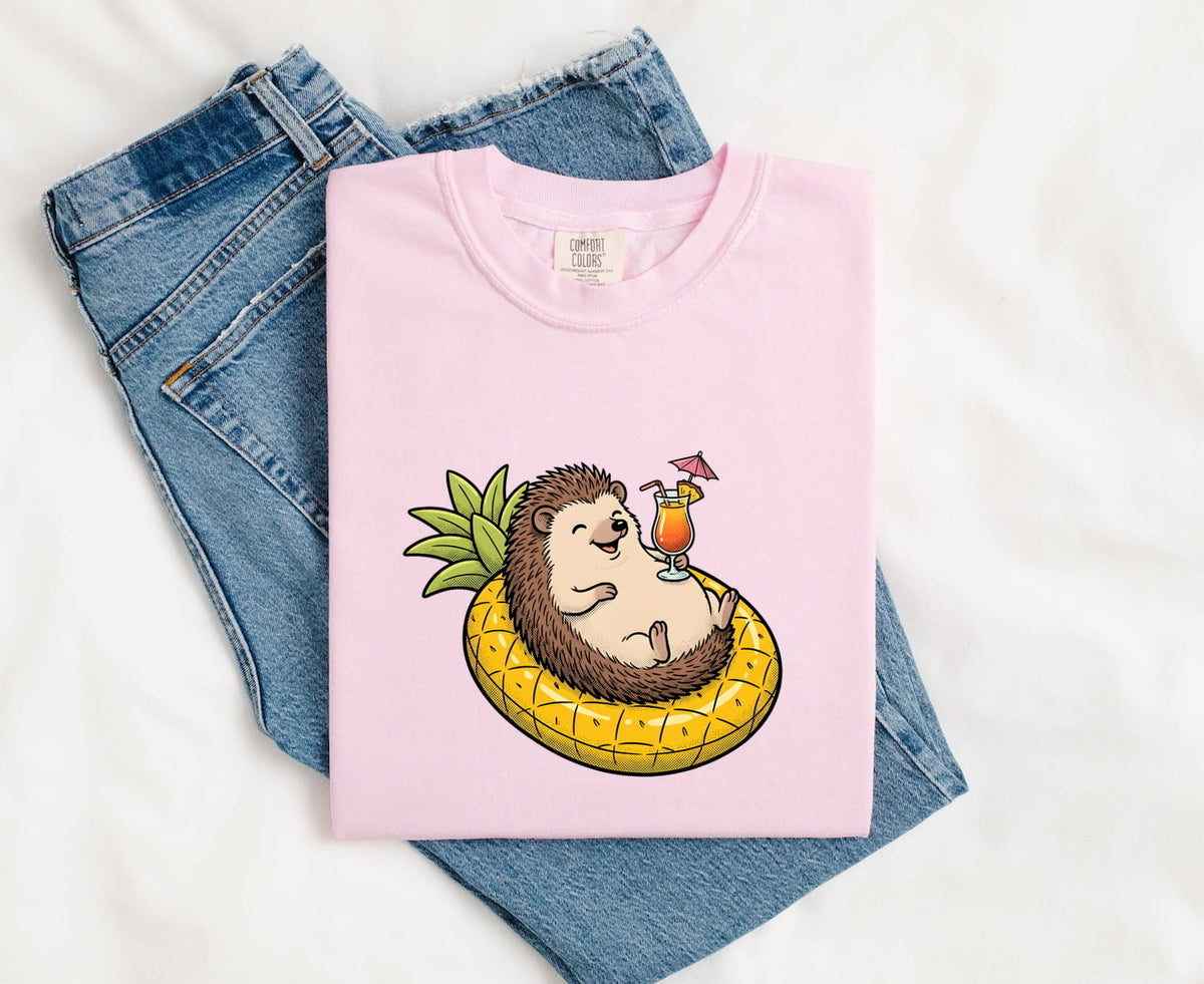 Funny Hedgehog Shirt – Pineapple Pool Float Vacation Tee