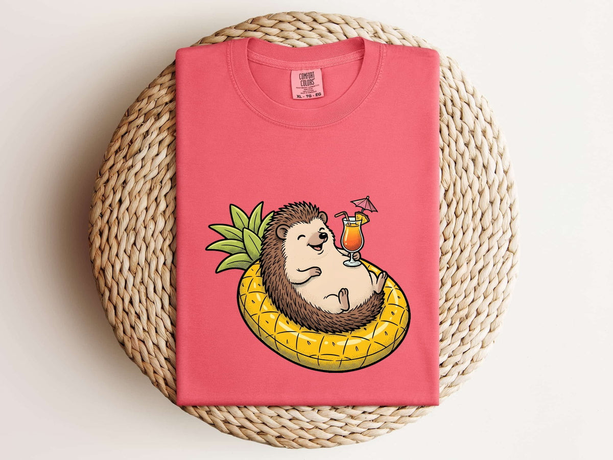Funny Hedgehog Shirt – Pineapple Pool Float Vacation Tee