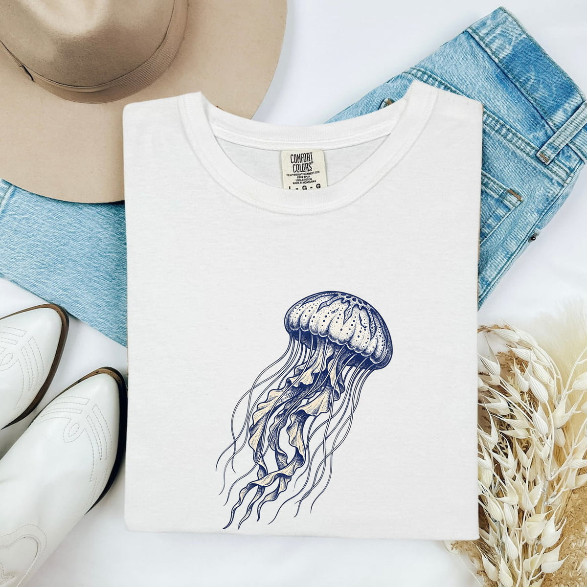Jellyfish Shirt – Vintage Blue Ocean Graphic Tee