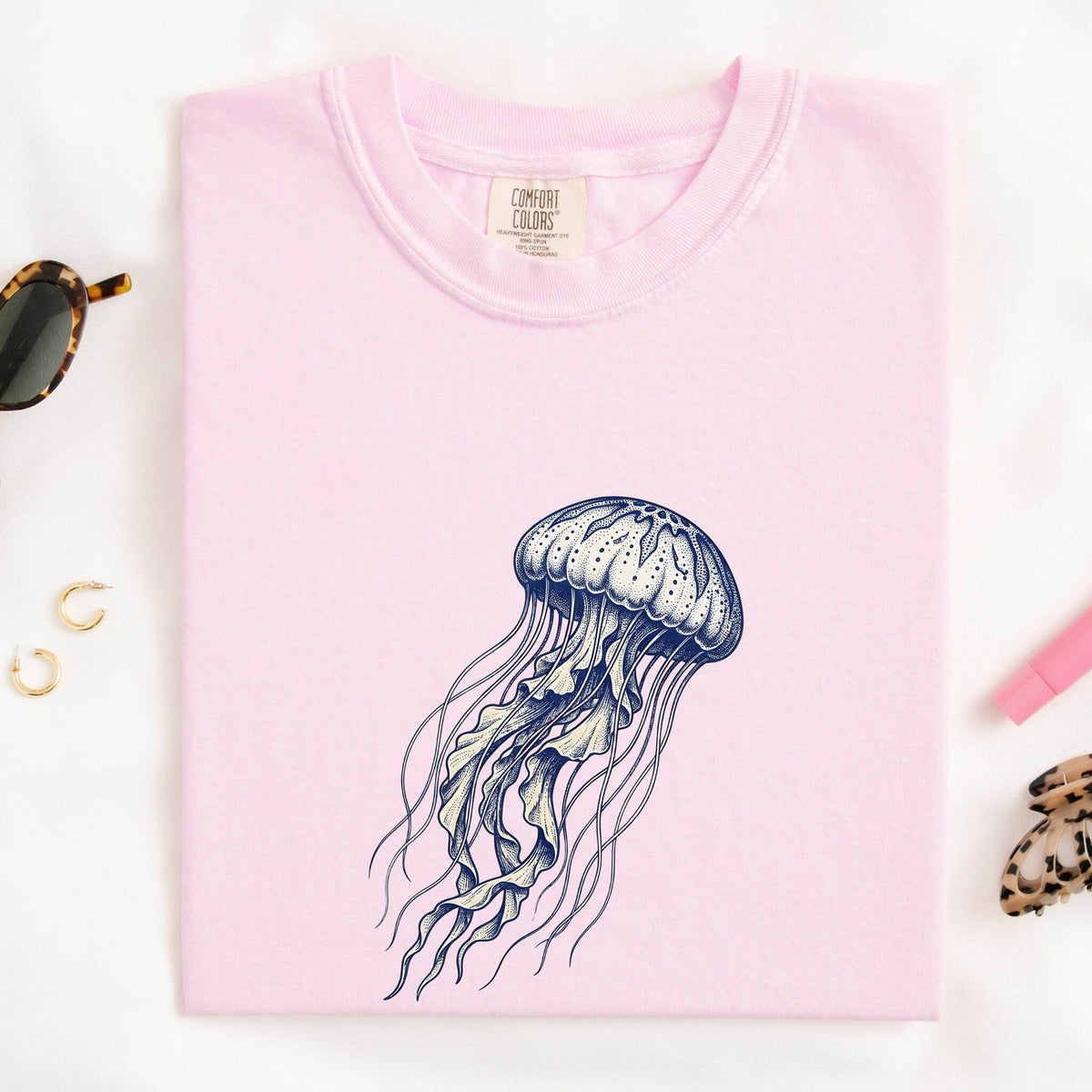 Jellyfish Shirt – Vintage Blue Ocean Graphic Tee
