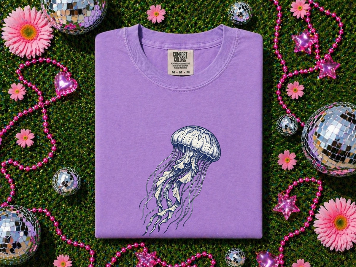 Jellyfish Shirt – Vintage Blue Ocean Graphic Tee