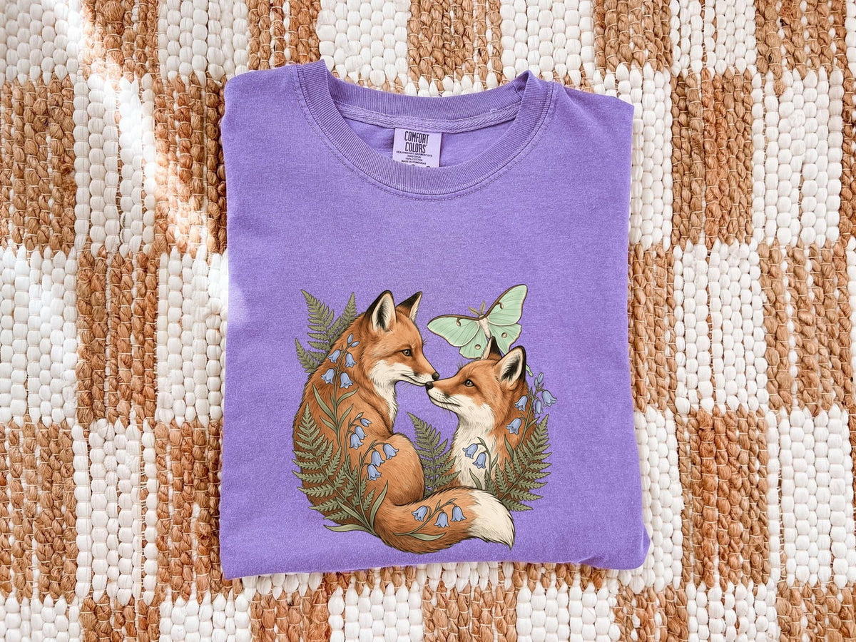 Floral Woodland Fox Couple Shirt