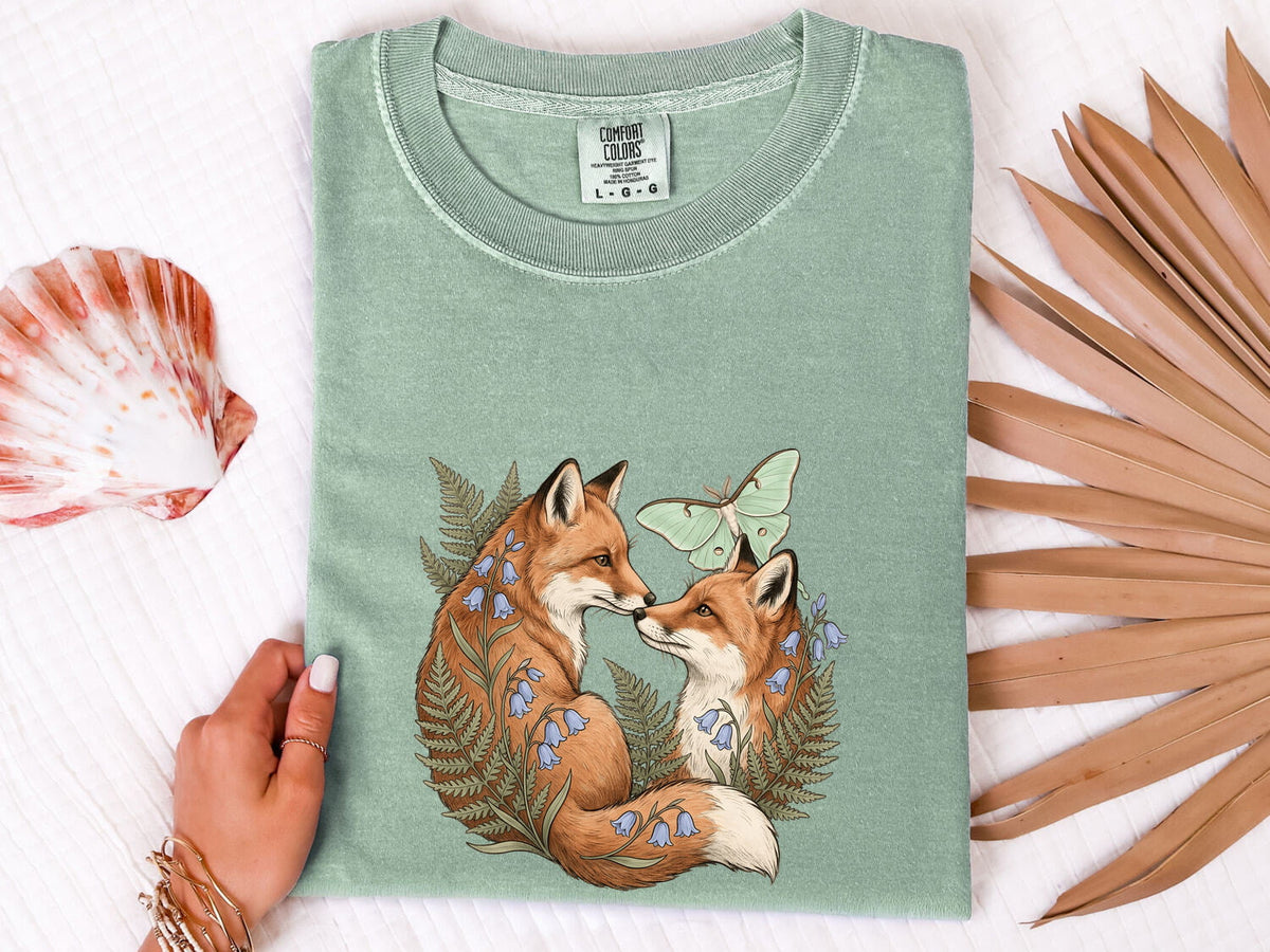 Floral Woodland Fox Couple Shirt
