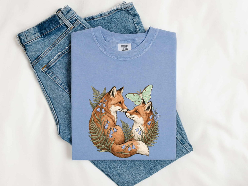 Floral Woodland Fox Couple Shirt