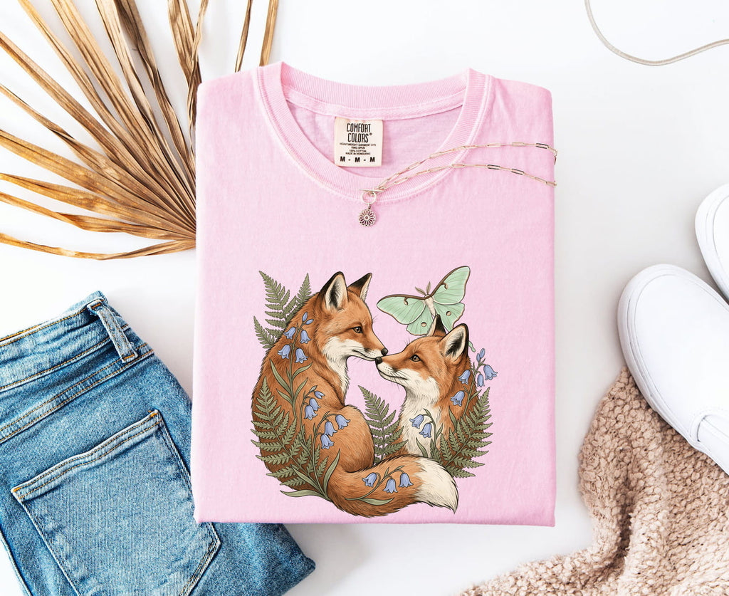 Floral Woodland Fox Couple Shirt