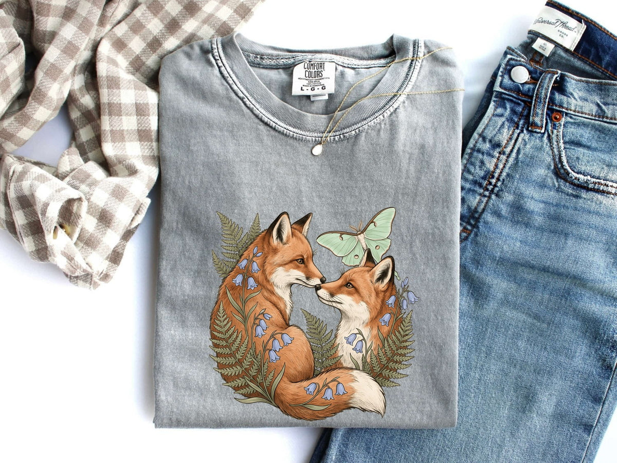Floral Woodland Fox Couple Shirt