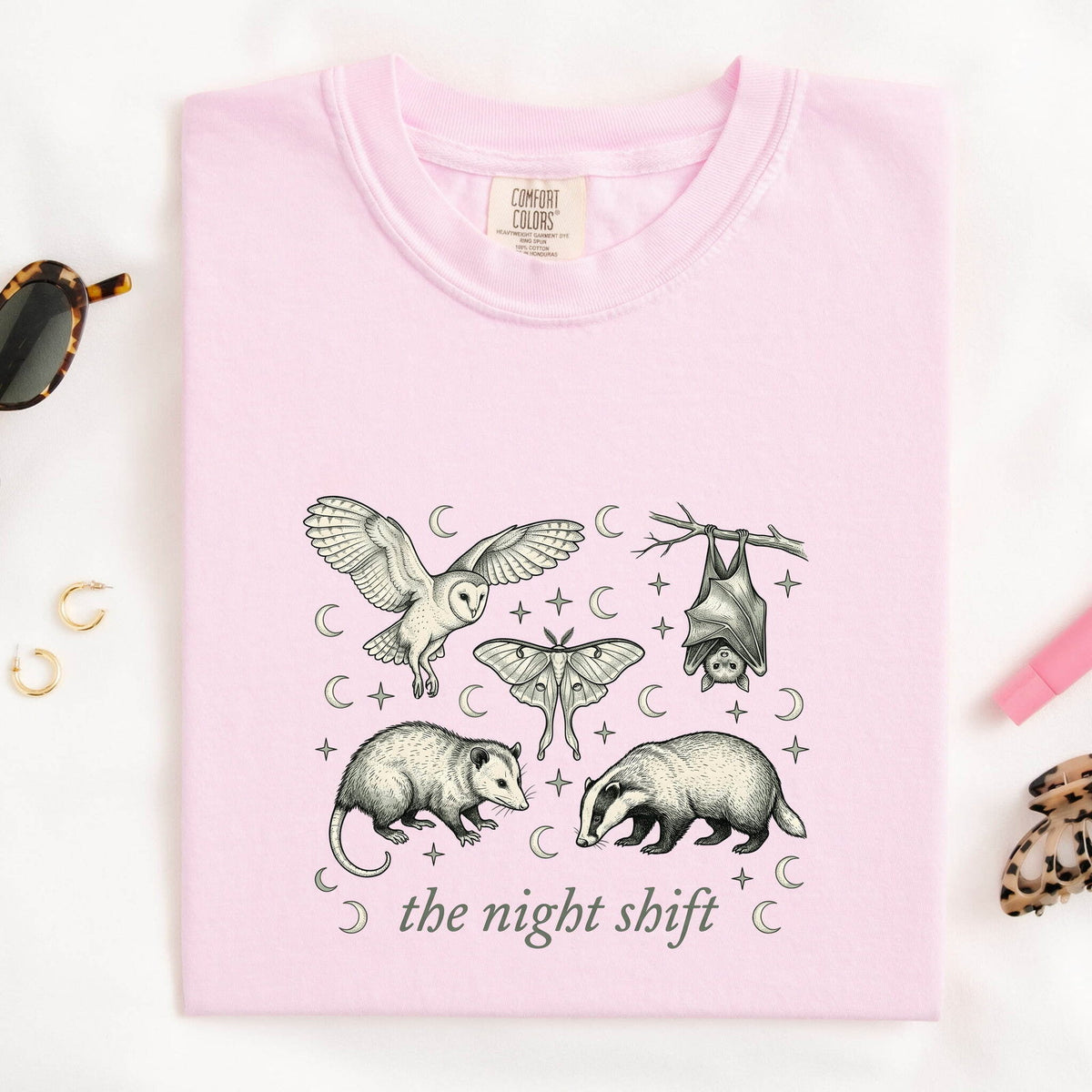 The Night Shift Shirt – Nocturnal Woodland Animals Graphic Tee
