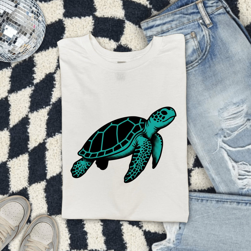 Turquoise Sea Turtle Shirt – Ocean Lover Graphic Tee