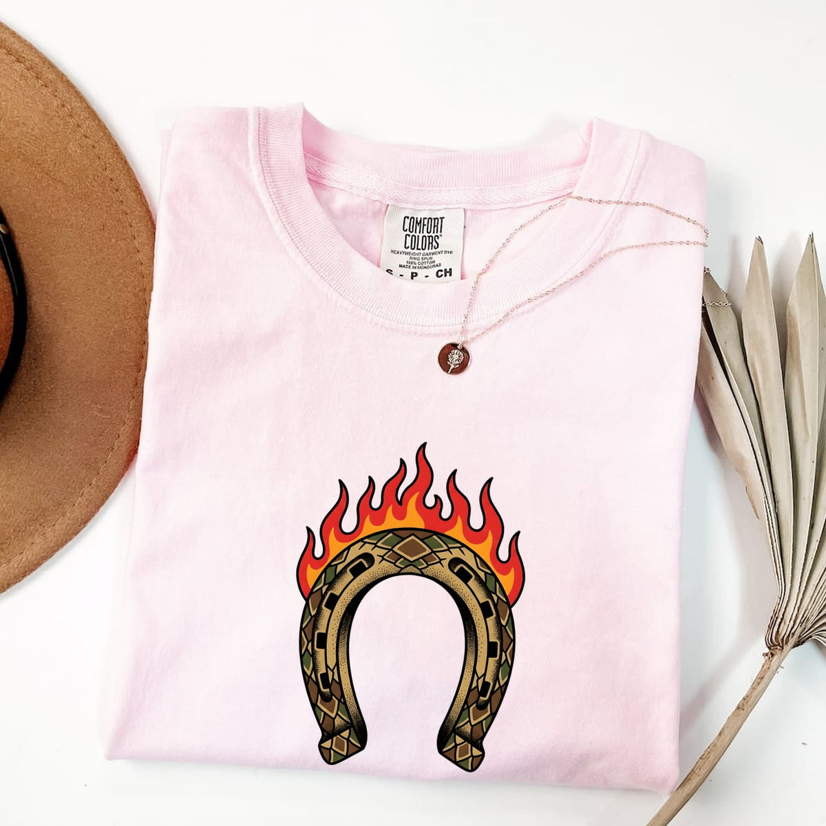 Flaming Horseshoe Shirt – Western Lucky Charm Graphic Tee