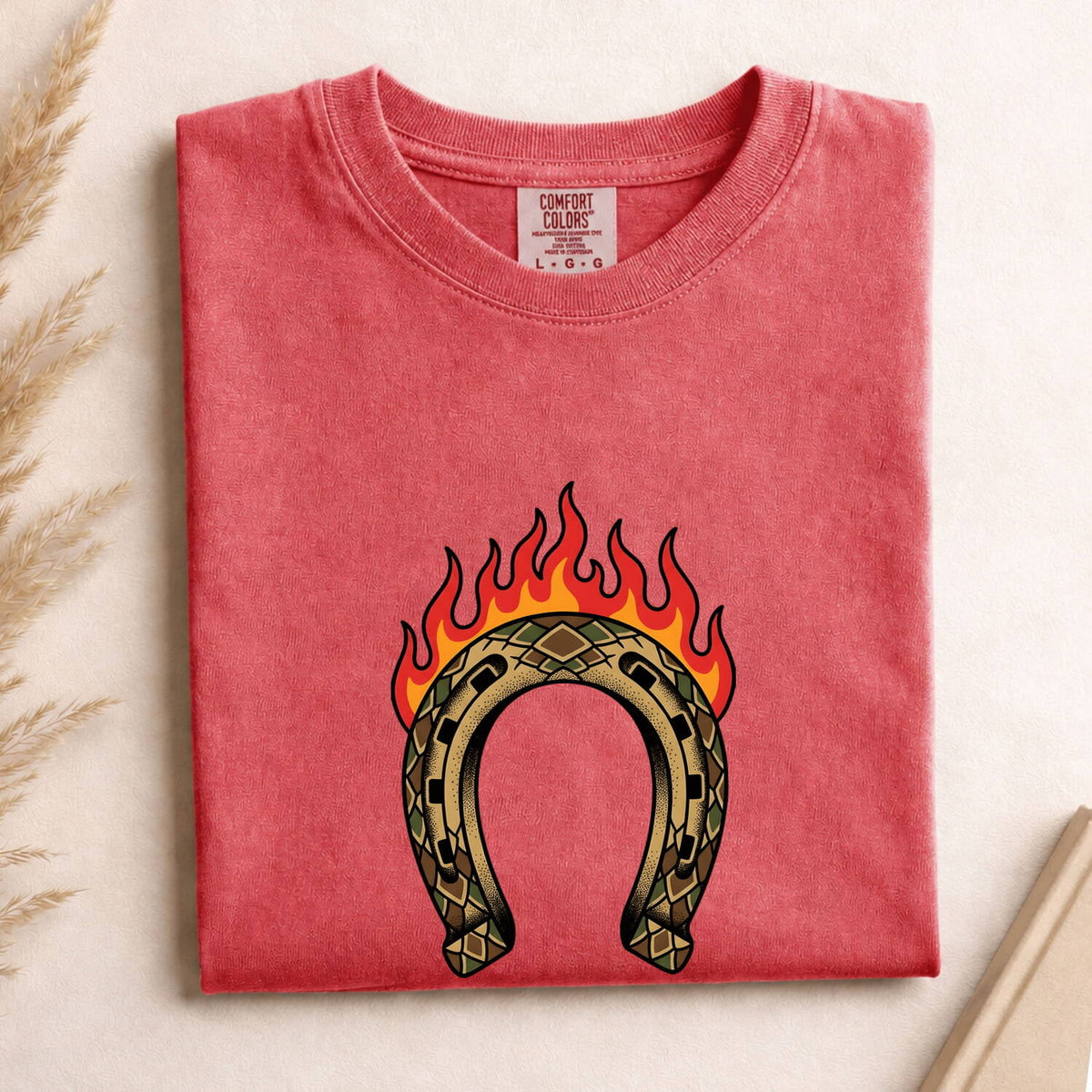 Flaming Horseshoe Shirt – Western Lucky Charm Graphic Tee