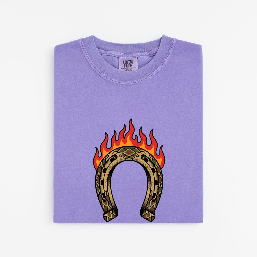 Flaming Horseshoe Shirt – Western Lucky Charm Graphic Tee