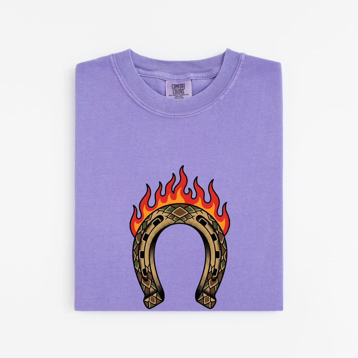 Flaming Horseshoe Shirt – Western Lucky Charm Graphic Tee