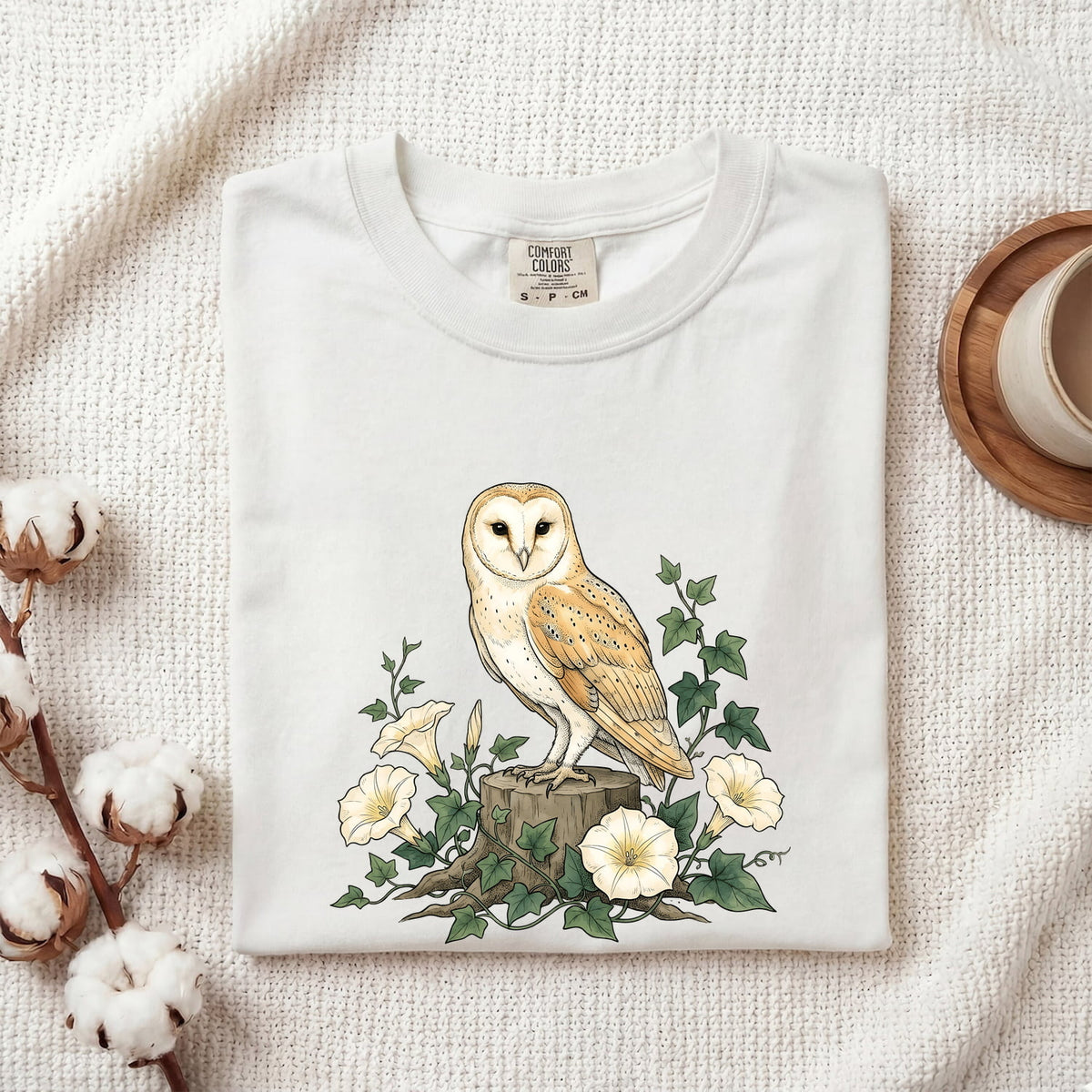 Floral Barn Owl Shirt – Cottagecore Nature Graphic Tee