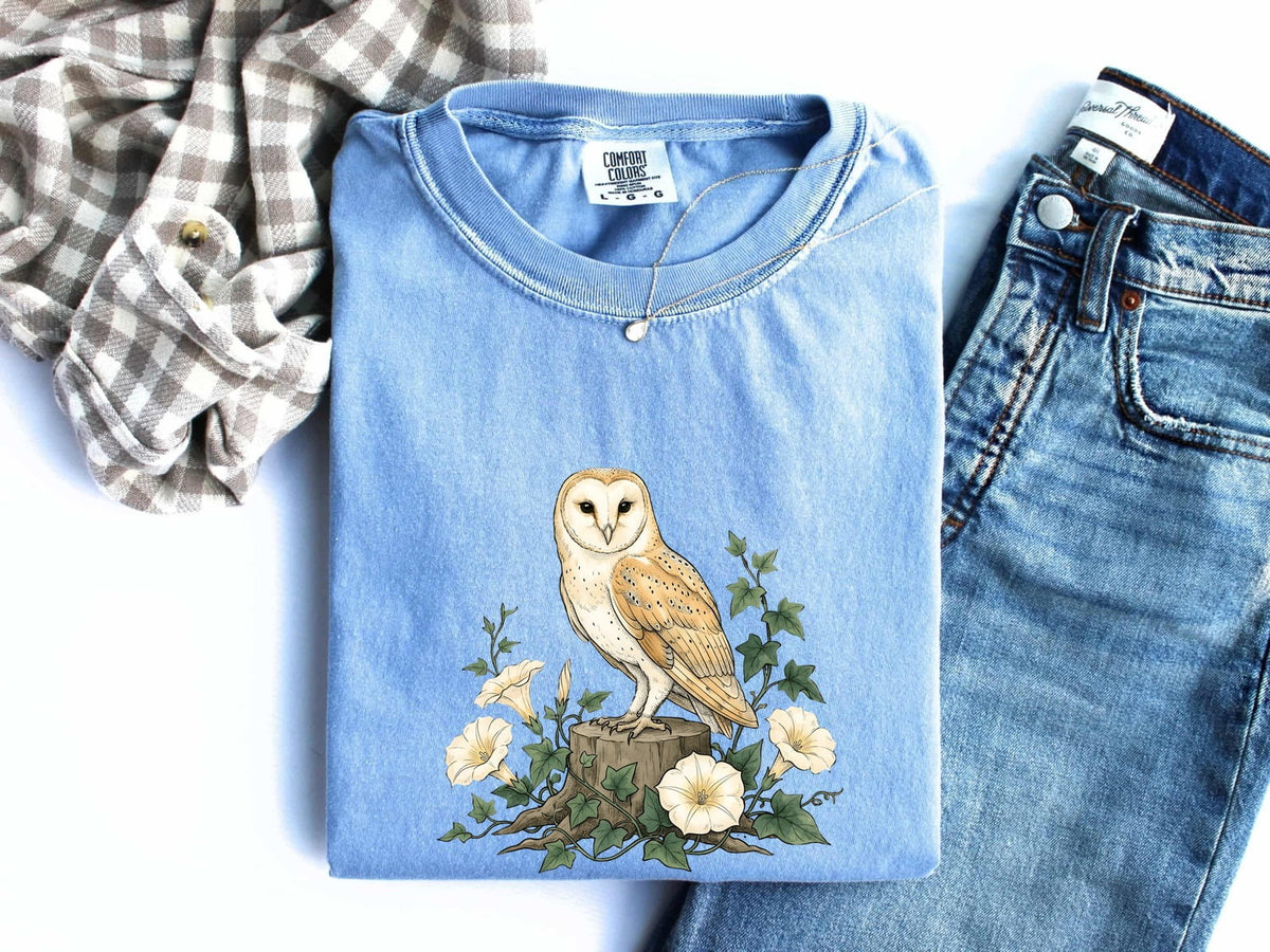 Floral Barn Owl Shirt – Cottagecore Nature Graphic Tee