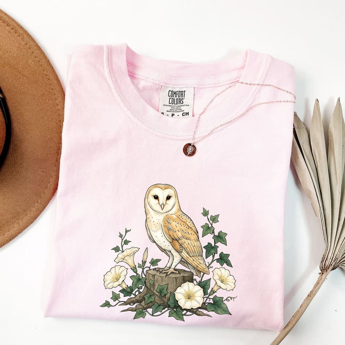 Floral Barn Owl Shirt – Cottagecore Nature Graphic Tee