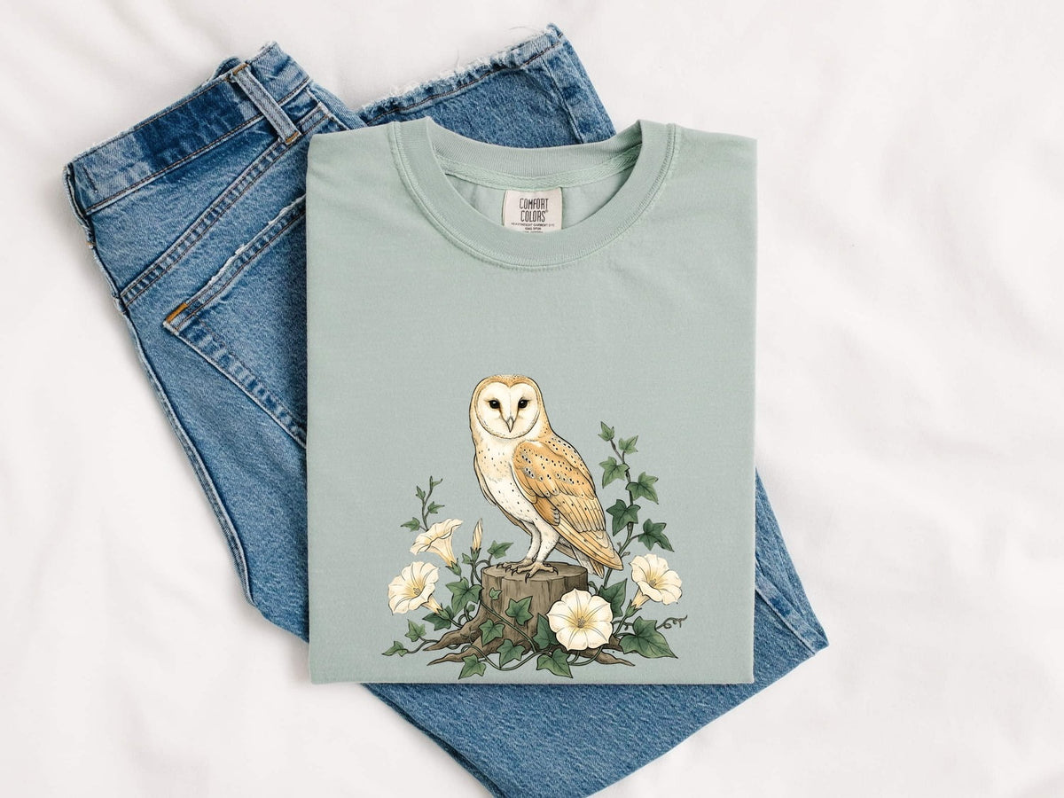 Floral Barn Owl Shirt – Cottagecore Nature Graphic Tee