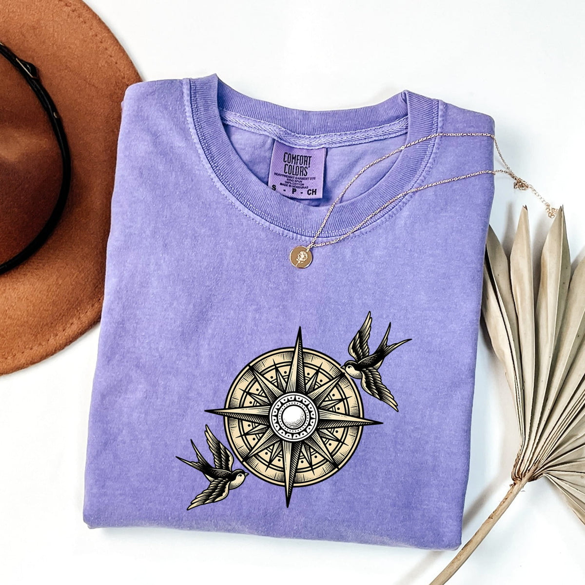 Swallow & Compass Shirt – Vintage Travel Adventure Graphic Tee