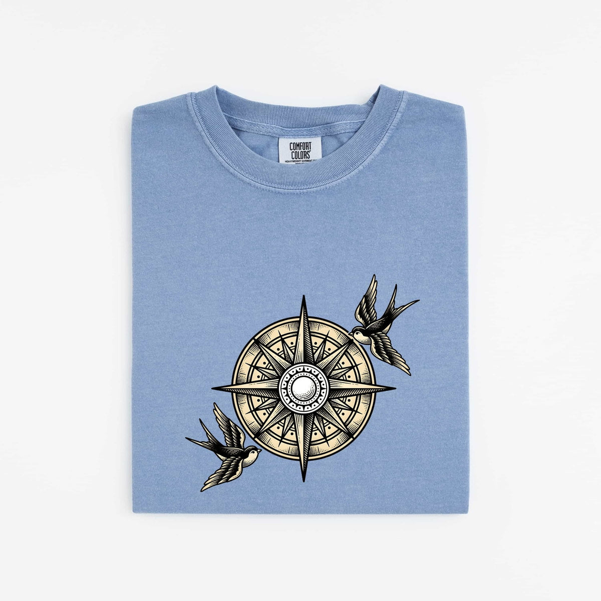 Swallow & Compass Shirt – Vintage Travel Adventure Graphic Tee