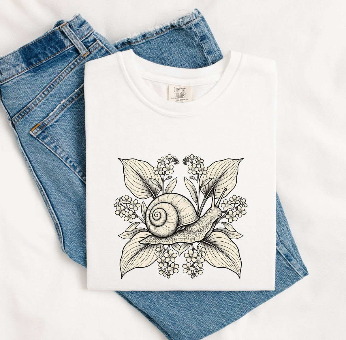 Botanical Snail Shirt – Vintage Cottagecore Garden Graphic Tee