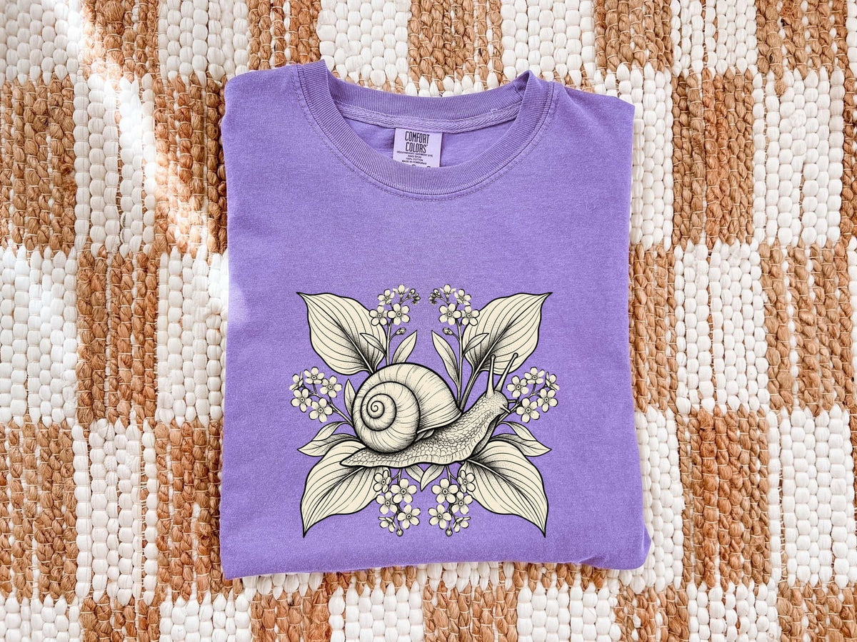 Botanical Snail Shirt – Vintage Cottagecore Garden Graphic Tee