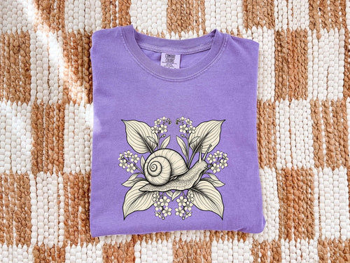 Botanical Snail Shirt – Vintage Cottagecore Garden Graphic Tee