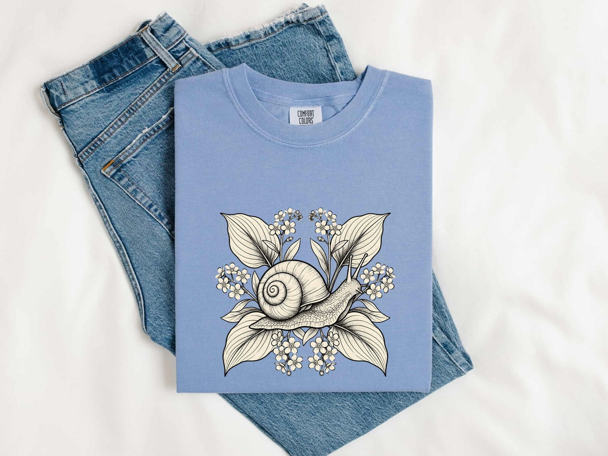 Botanical Snail Shirt – Vintage Cottagecore Garden Graphic Tee