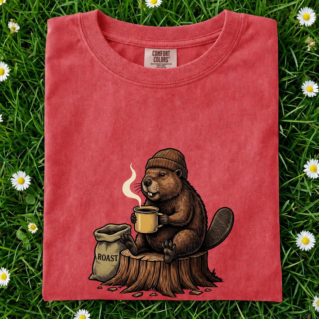 Coffee Beaver Shirt – Funny Beaver Drinking Coffee Graphic Tee