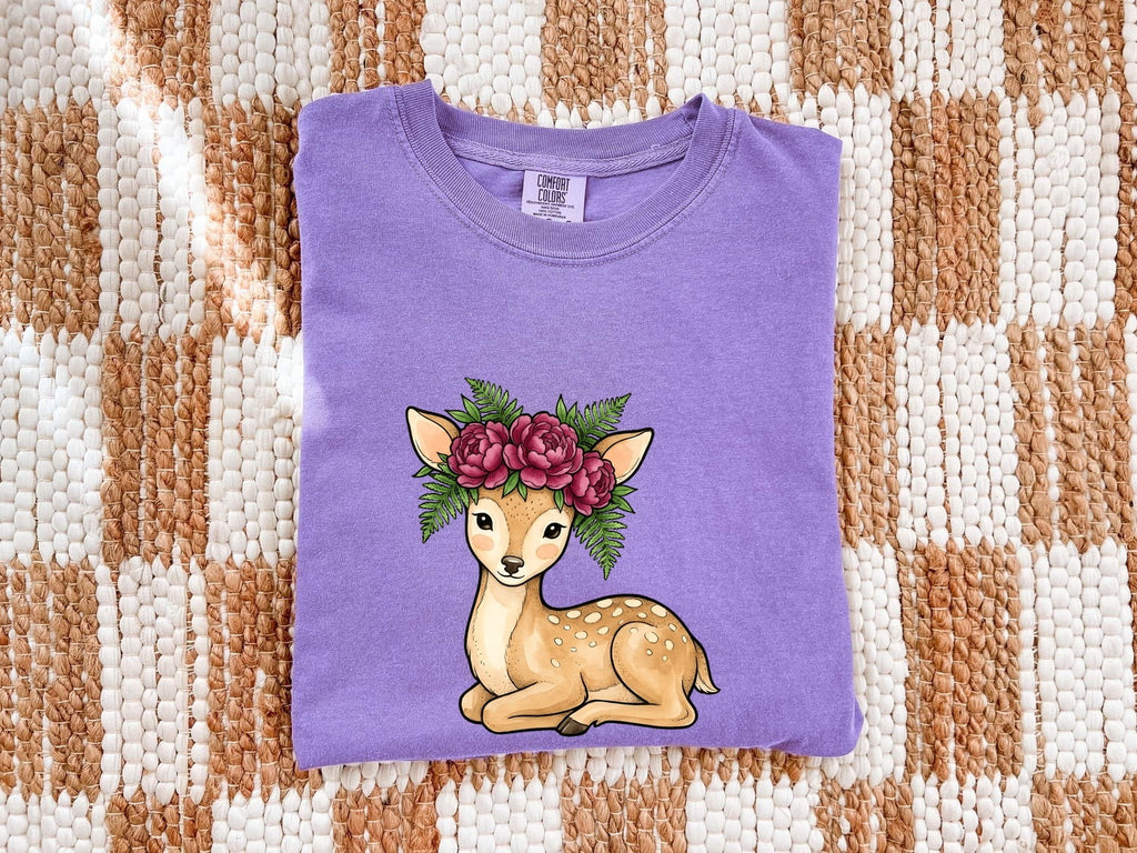 Floral Fawn Shirt – Cute Flower Crown Deer & Woodland Animal Tee