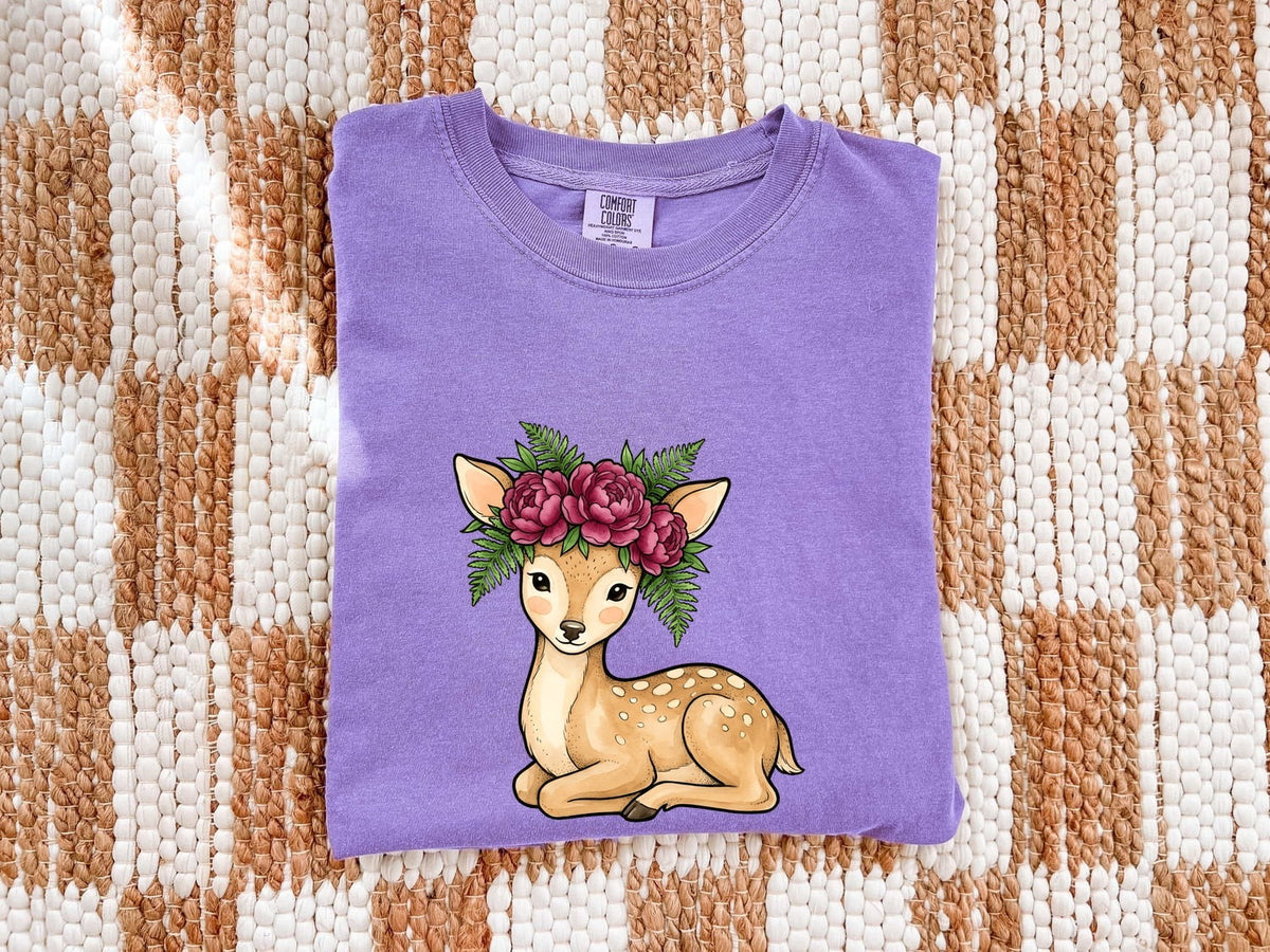 Floral Fawn Shirt – Cute Flower Crown Deer & Woodland Animal Tee