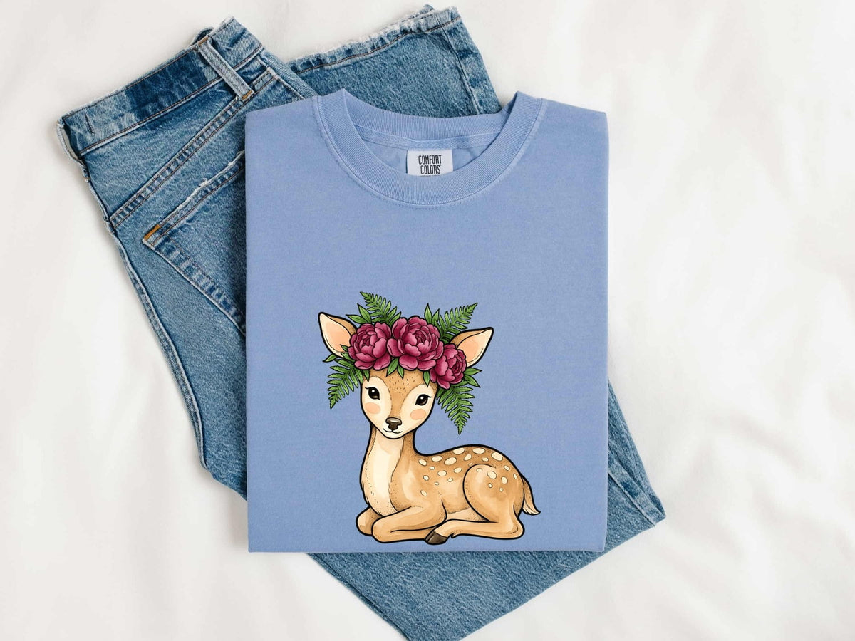 Floral Fawn Shirt – Cute Flower Crown Deer & Woodland Animal Tee