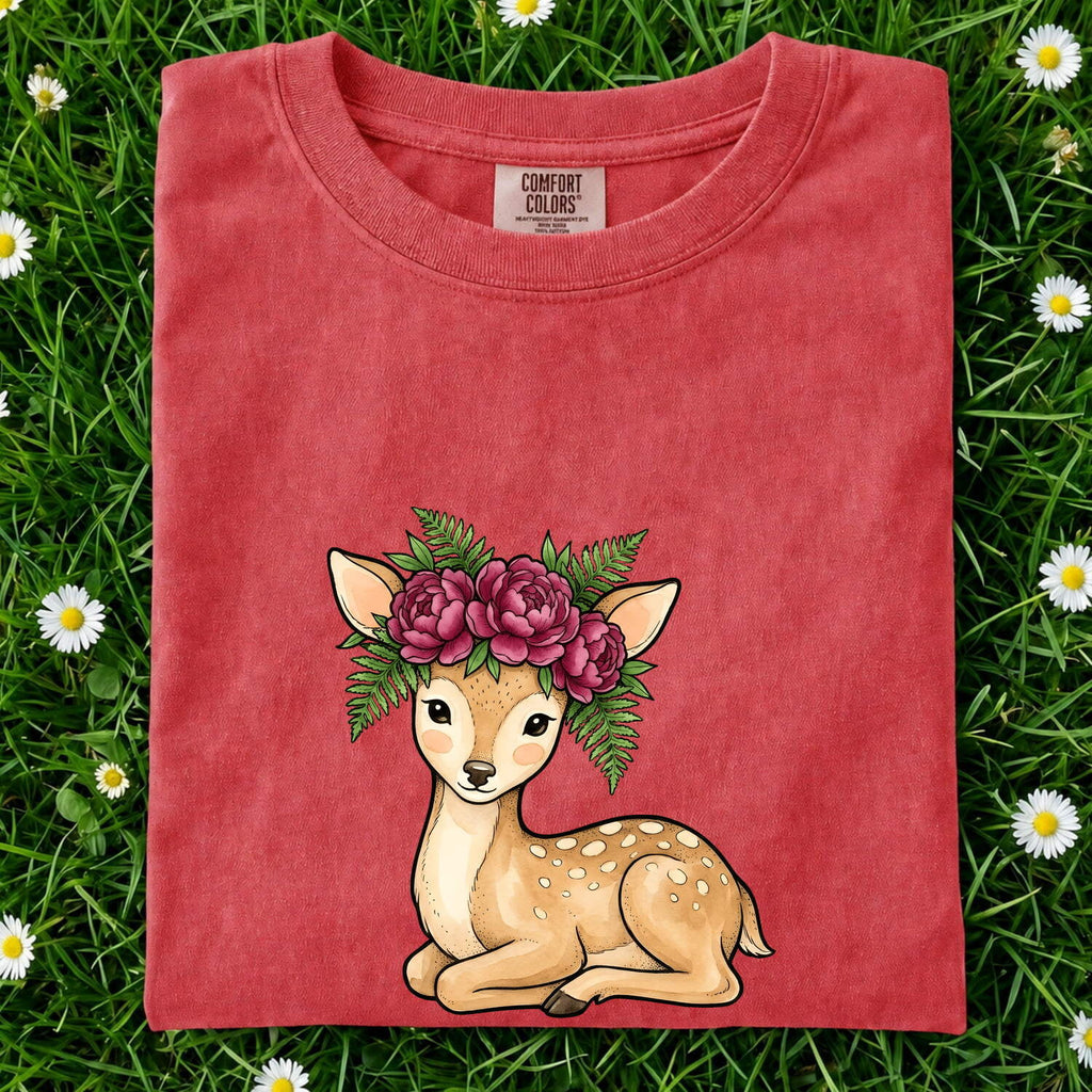 Floral Fawn Shirt – Cute Flower Crown Deer & Woodland Animal Tee