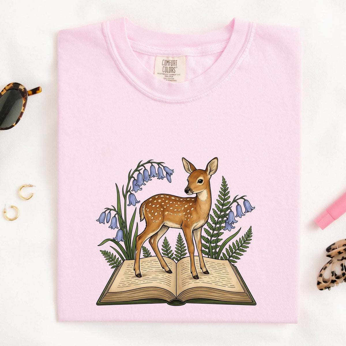Fawn on a Book Shirt – Woodland Reader Graphic Tee