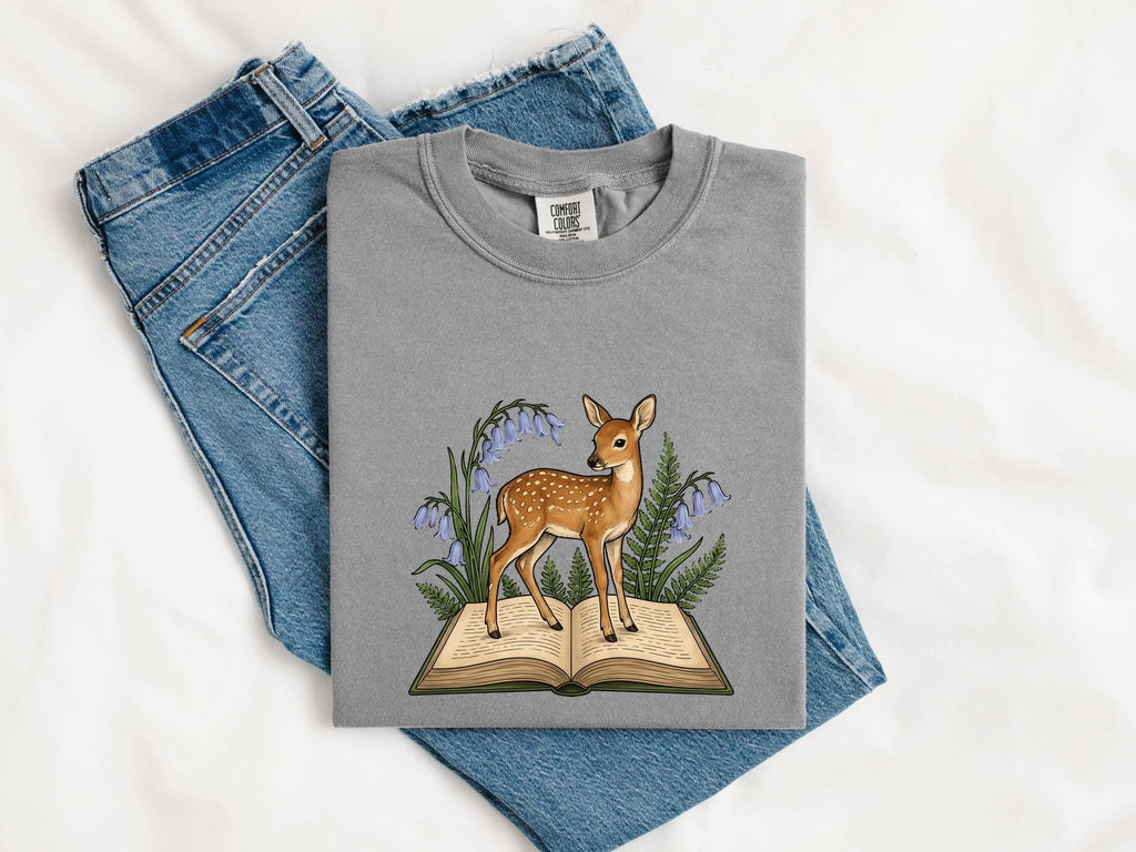 Fawn on a Book Shirt – Woodland Reader Graphic Tee