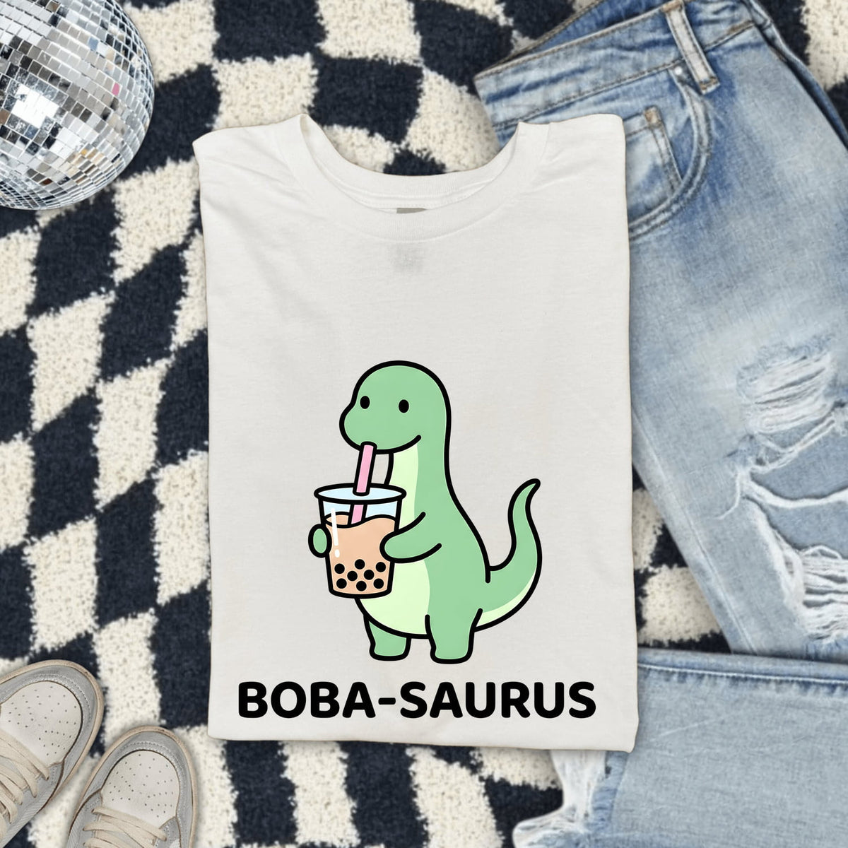 Boba-Saurus Shirt – Cute Dinosaur Bubble Tea Tee