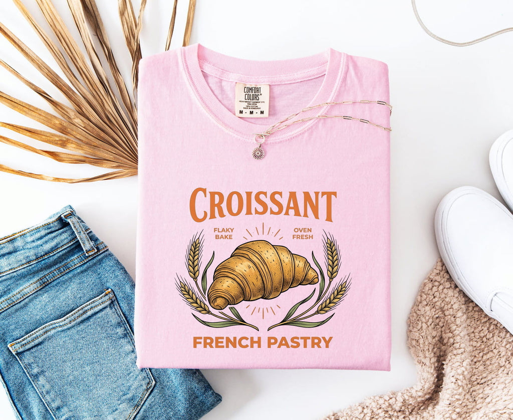 Vintage Croissant Shirt – French Pastry Bakery Lover Tee