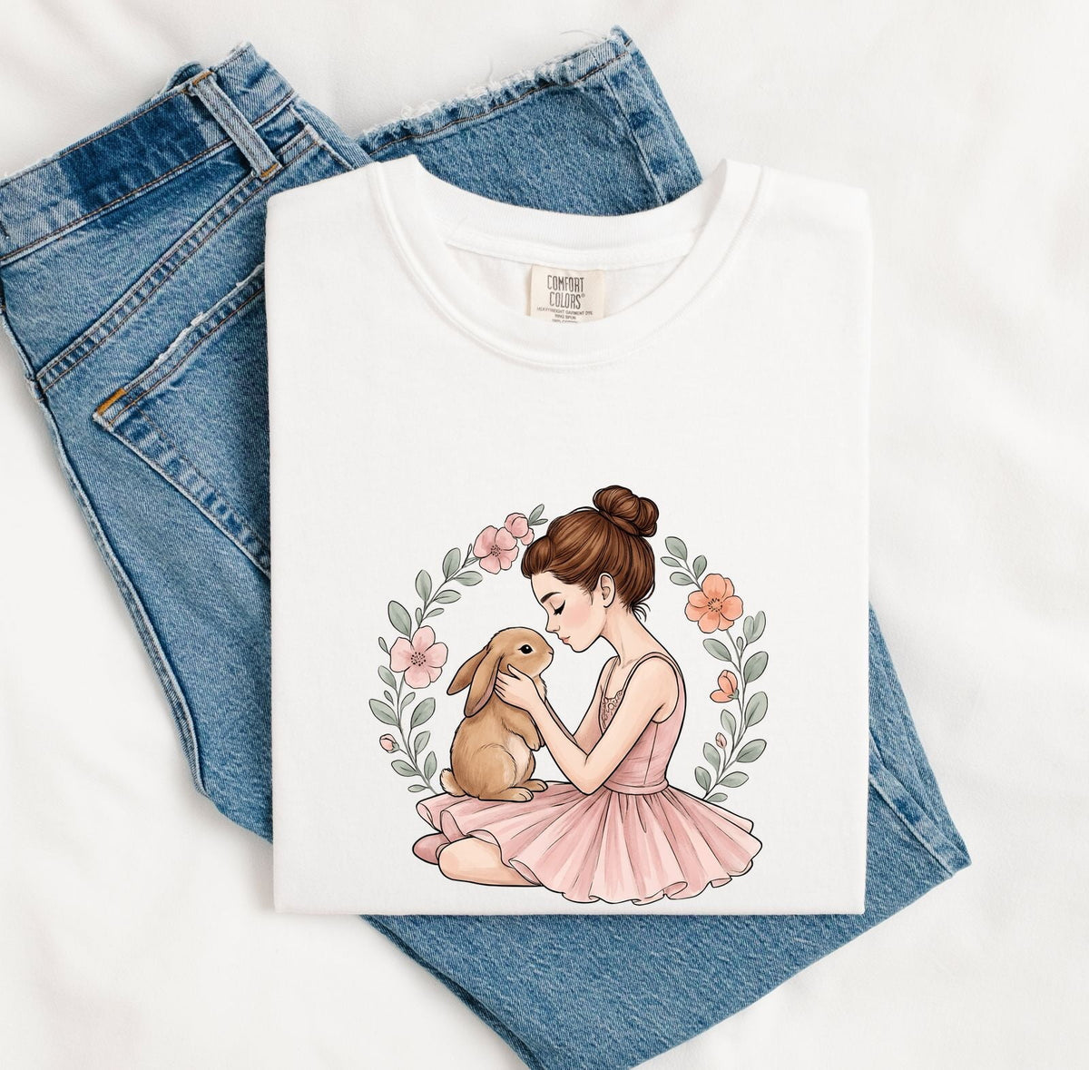Ballerina & Bunny Shirt – Floral Ballet Dancer Tee